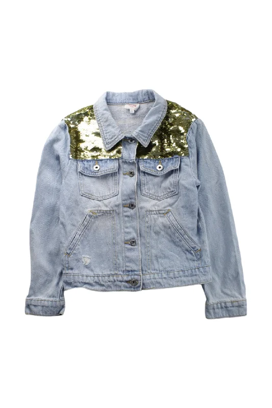 Seed Sequin Detail Denim Jacket Size 9Y Women's oversized jackets