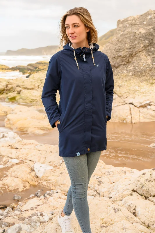 Long Beachcomber Jacket - Navy Women's packable jackets