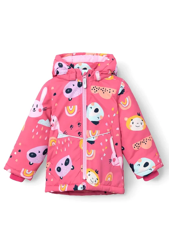 Name It Mini Girl Maxi Animal Faces Jacket, Pink Flambe Women's H&M jackets