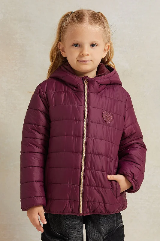 Girl Burgundy Hooded Jacket Women's insulated jackets