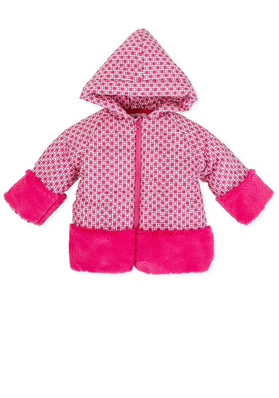 Agatha Ruiz De La Prada Girls Printed Puffer Coat, Fuchsia Women's stylish jackets