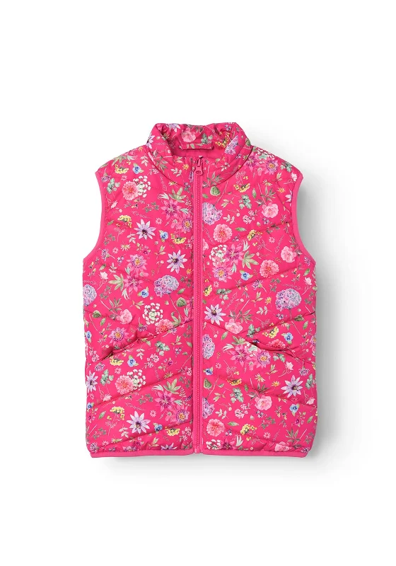 Name It Kid Girl Fun Flowers My Lane Vest, Fandango Pink Women's spring jackets