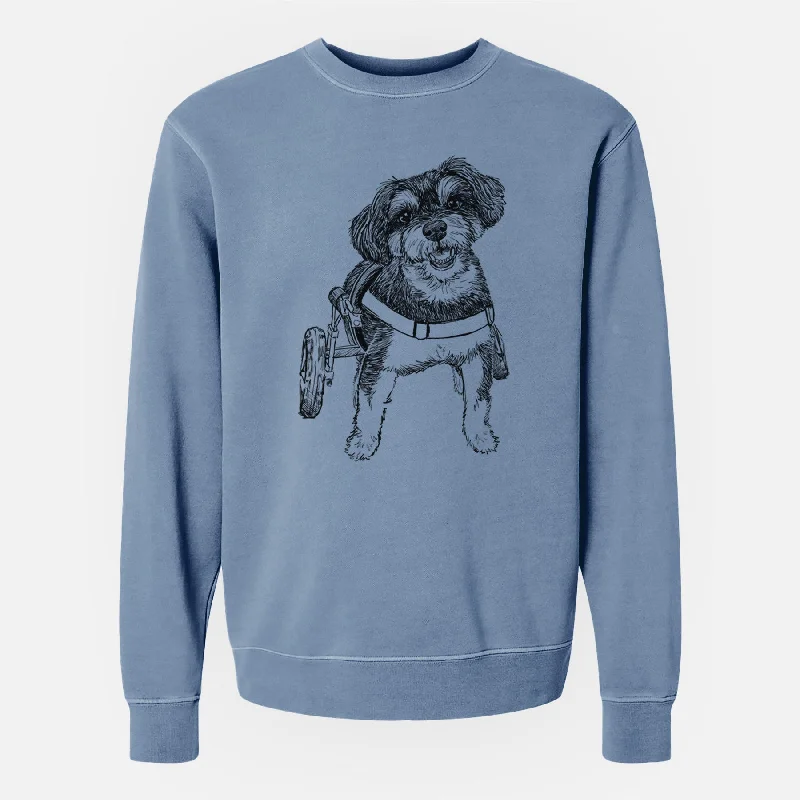 Doodled Cobb the Havapoo - Unisex Pigment Dyed Crew Sweatshirt Relaxed Fit Sweatshirts