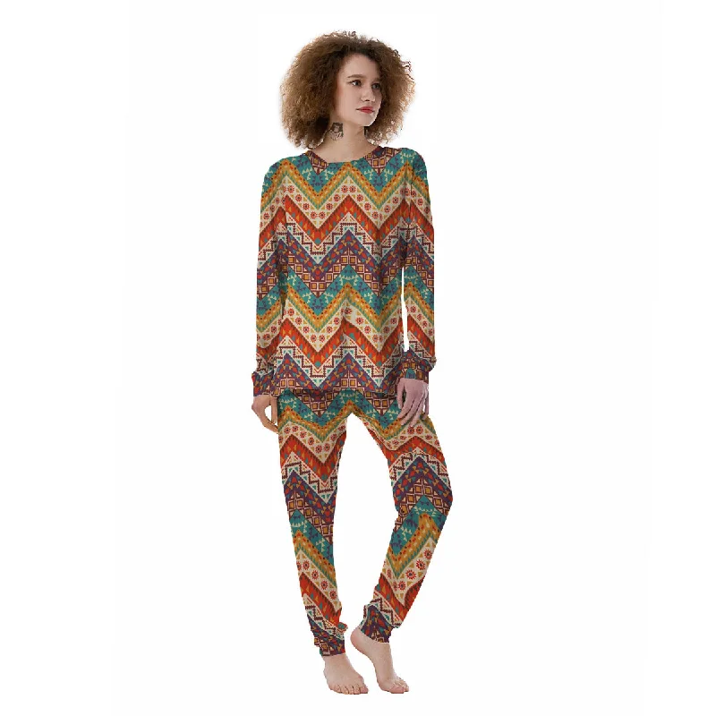 American Native Tribal Chevron Print Women's Pajamas Hoodie pajama sets