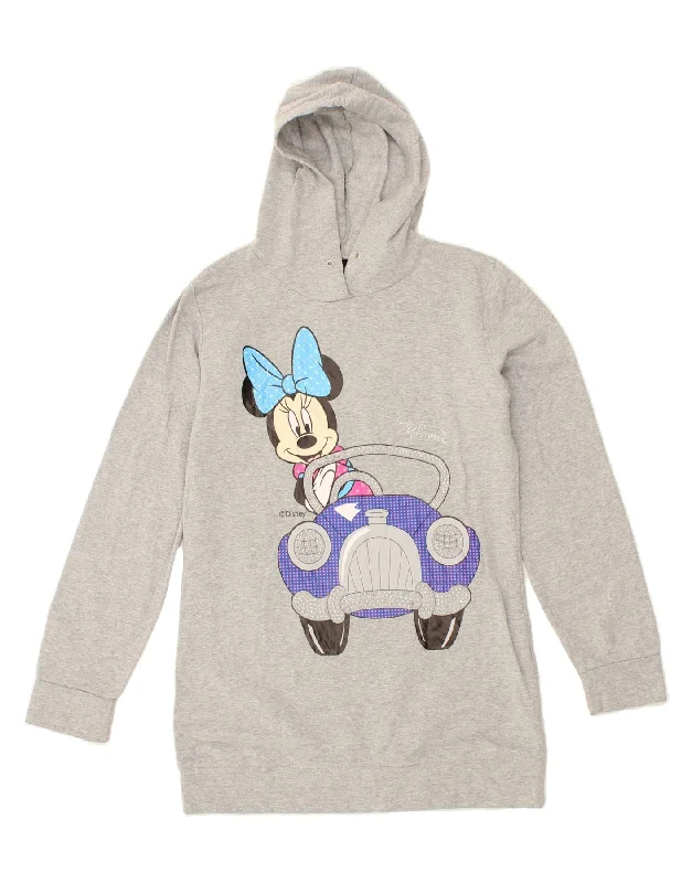 DISNEY Womens Mickey Mouse Graphic Hoodie Jumper UK 12 Medium Grey Cotton Cashmere sweaters