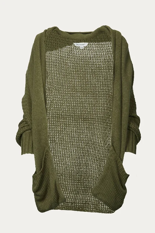 Dolman Slouch Cardigan In Olive Stretchable sweaters