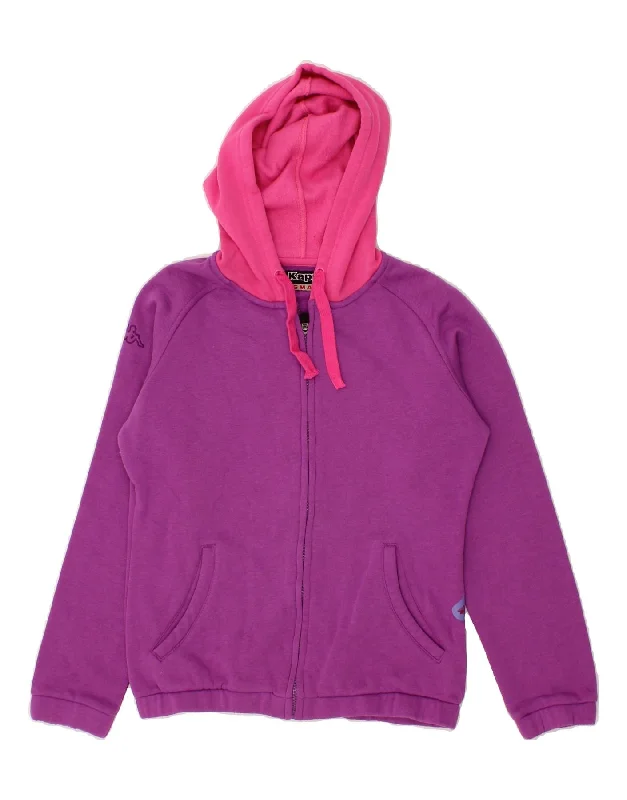 KAPPA Womens Graphic Zip Hoodie Sweater UK 10 Small Purple Colourblock Patagonia sweaters