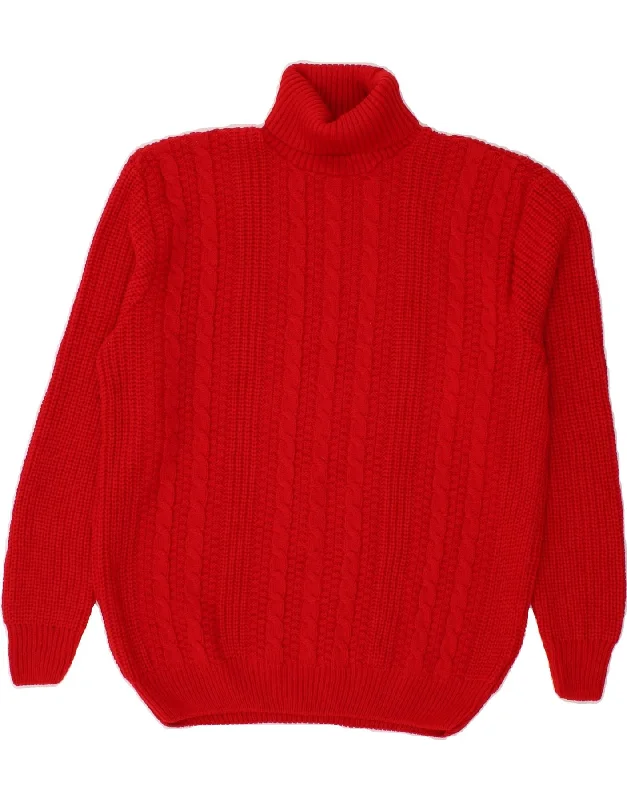 VINTAGE Womens Roll Neck Jumper Sweater UK 20 2XL Red Acrylic Thanksgiving sweaters