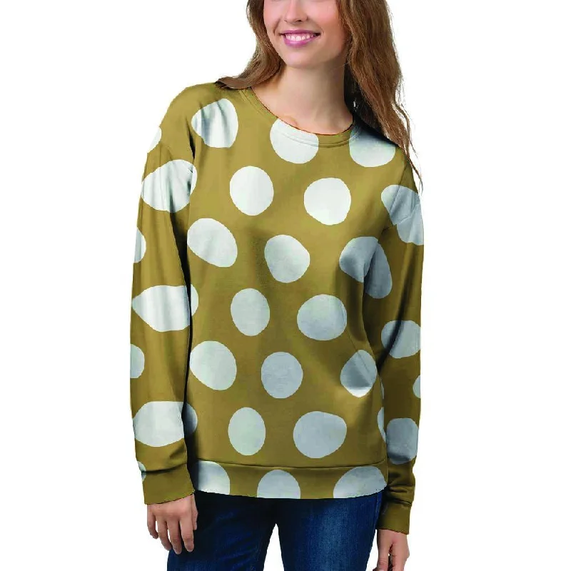 White And Yellow Polka Dot Women's Sweatshirt Best sweaters for cozy nights