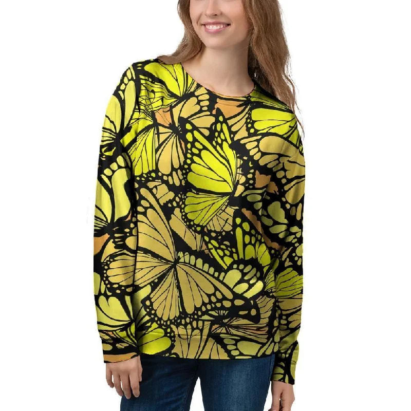 Yellow Monarch Butterfly Women's Sweatshirt Men's sweaters