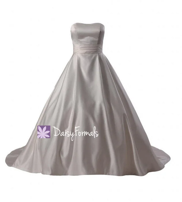 Classic Satin Wedding Dress Wedding Gown W/chapel Train(wd0112379) Chic Lace Dress