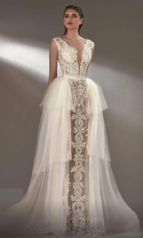 MNM COUTURE K3905 - Sleeveless Beaded Lace Bridal Dress Elegant Lace Gown