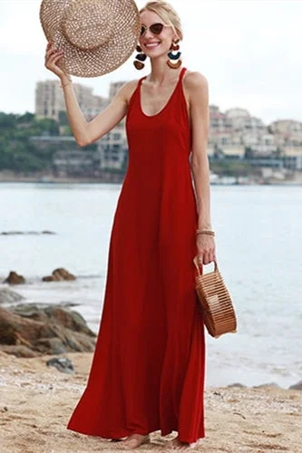 Cross Back Red Chiffon Maxi Dress Best maxi dresses for hourglass body shape