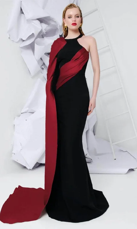 MNM Couture E0072 - One Shoulder Long Cape Evening Gown H&M maxi dresses