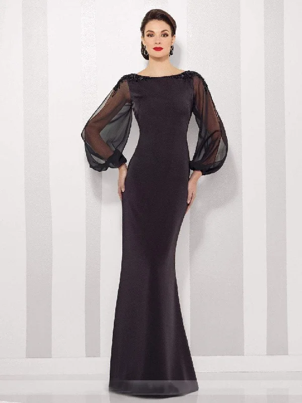 Mon Cheri - 216680 Long Sleeve Bateau Sheath Dress Fashion-forward maxi dresses