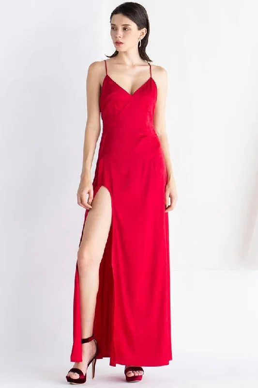 Red Straps Long Slip Dress Anniversary maxi dresses