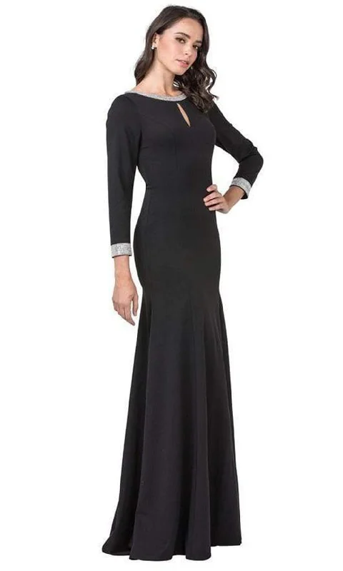 Trevi Collection - D374 Jewel-Trimmed Long Sleeve Dress Prom maxi dresses