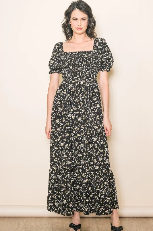 Black Floral Midi Dress Cheap midi dresses