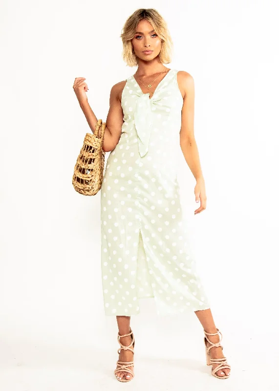 One Of a Kind Midi Dress - Mint Polka Urban Outfitters midi dresses