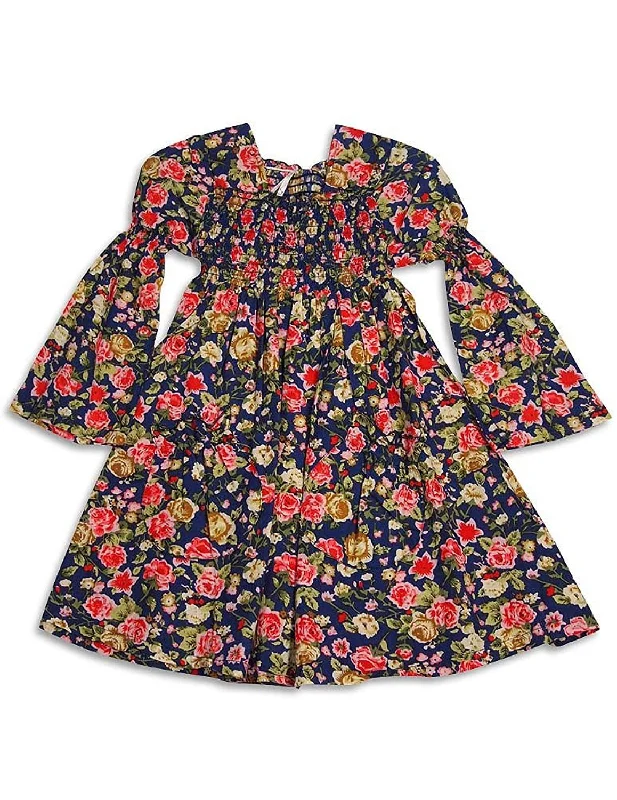 Mish - Little Girls Long Sleeve Print Dress - 100% Cotton - 30 Day Guarantee Brunch floral dresses