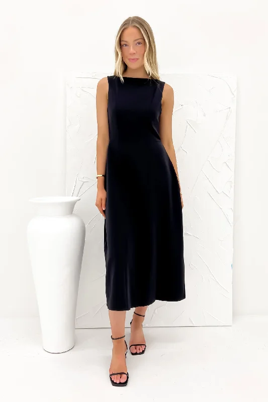 Briony Midi Dress Black Casual Midi Look