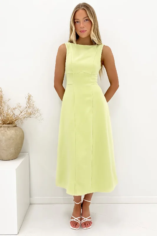 Briony Midi Dress Lime Embroidered Midi Skirt