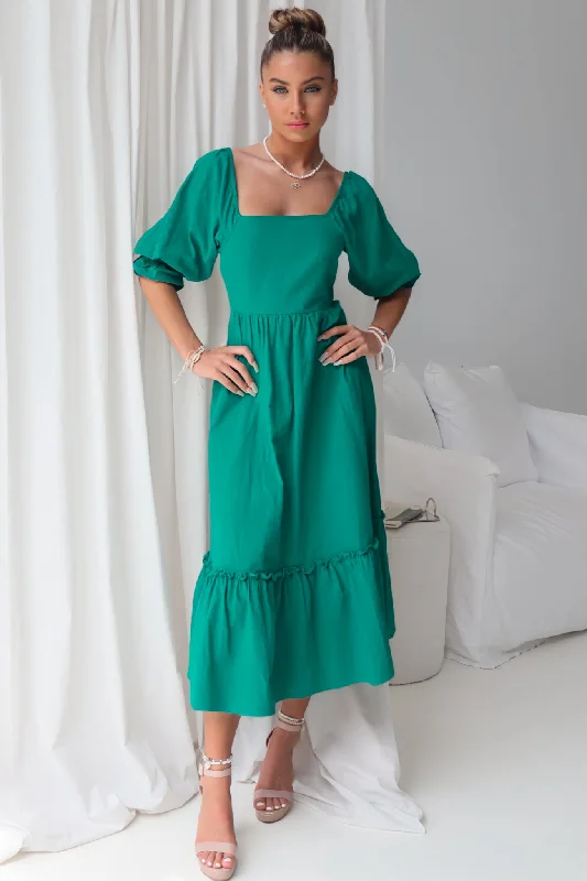 Cecilia Midi Dress - Emerald Green Vintage Midi Skirt