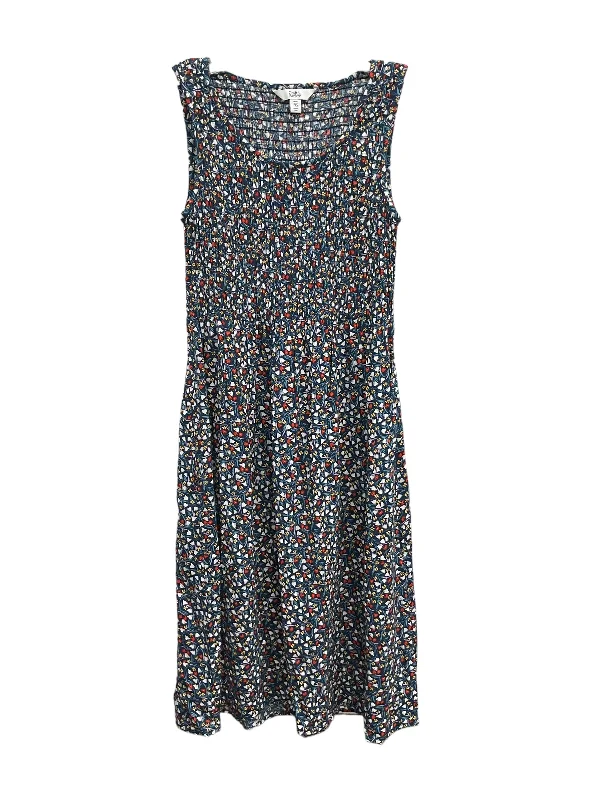 Floral Print Dress Casual Midi Croft And Barrow, Size Petite   Xs Pleated Floral Midi