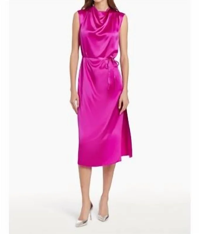 Freya Midi Dress In Hot Pink Elegant Midi Dress