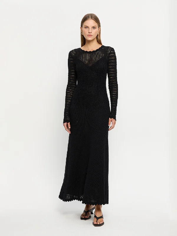 Ingrid Knit Midi Dress - Black Trendy Midi Look